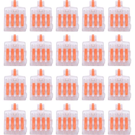 20 Stück Schnellverbinder-Draht Typ T, 1 Eingang 4 Ausgänge, Kupferanschluss für elektrische Steuerung (Orange)