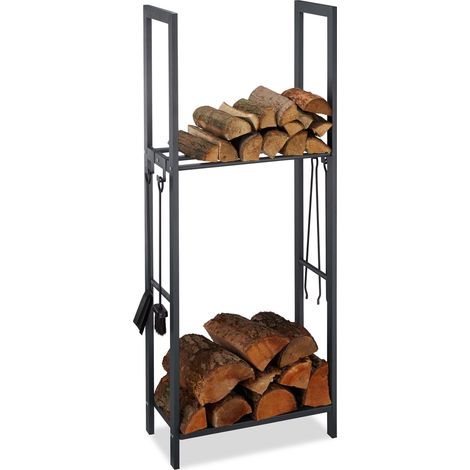 Soporte de madera con 2 estantes
