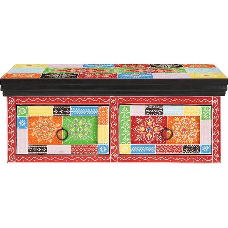 Meuble TV Banc TV Meuble de rangement - Multicolore 60 x 30 x 24 cm Bois de manguier massif fr2526 - Maison La Vie (1/5)