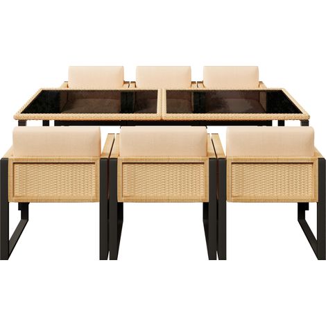 Set da pranzo da giardino in polyrattan per 6 persone con sedie e cuscini (1/5)
