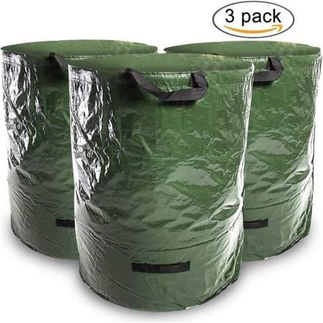 Sacs à déchets verts - RUNFON - Lot de 3 - Grande capacité 272 L - Couleur verte - Résistants (1/4)