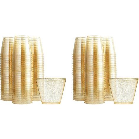 Gobelets en Plastique Doré Verres à Vin en Plastique Transparent, pour Tasses de Fête 50 Pièces (1/4)