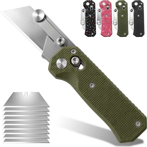 Klappmesser mit Klingenarretierung, magnetischem Bit-Treiber und 10 Ersatzklingen