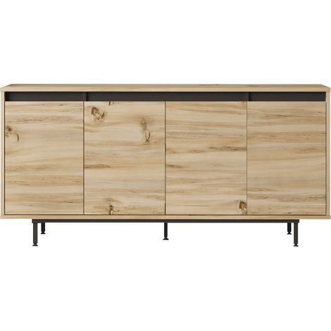 Aparador Luvio Con 4 Puertas Patas De Metal 160 Cm Negro