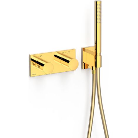 Robinet thermostatique encastré à 2 voies B-system. Or 24K - TRES 30735201OR (1/2)