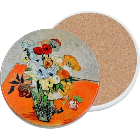 Carmani, posavasos redondo de cerámica - VAN gogh/Rosas y anémonas (1/3)