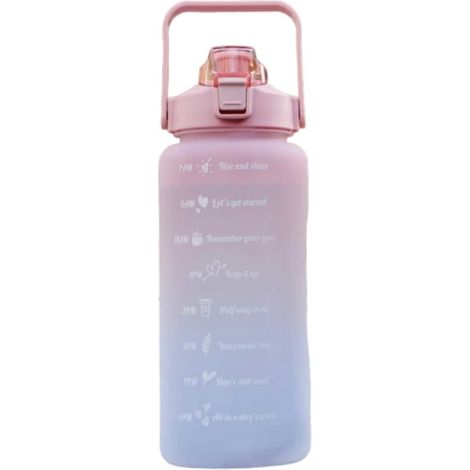 Bouteille d'eau rose de 2 L avec paille et indicateur de temps (1/4)