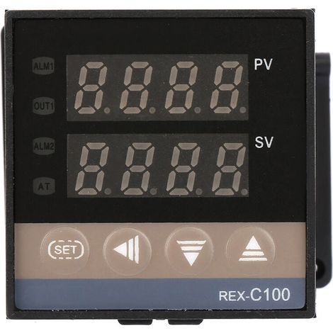 Controlador digital de temperatura PID con salida de relé – Modelo REX C100FK02-MAN, alta precisión y pantalla LCD clara