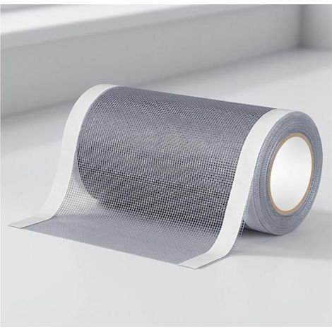 1 rouleau de ruban adhésif de réparation pour moustiquaire de fenêtre - Gris - Pour fixation de trous et déchirures - 12 cm5 m (1/5)