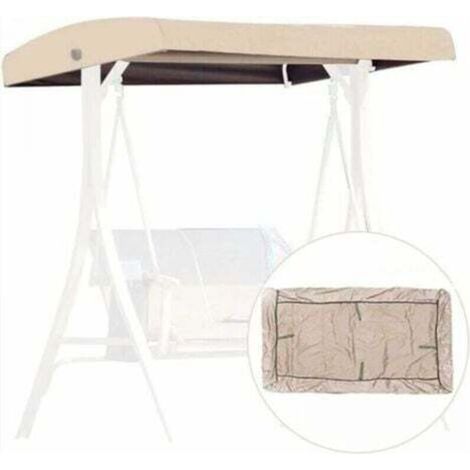 Beige Ersatzplane für Hollywoodschaukel, 3-Sitzer-Ersatzbezug, Gartenschaukel-Dach, wasserdichte Abdeckung für Schaukeln und Terrassen