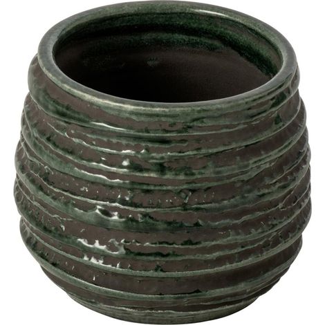 Cache-Pot en Céramique "Lagoon" 17cm Bleu Pétrole (1/2)