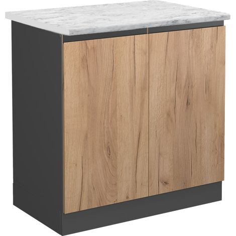 Mobile lavello cucina R-Line, Quercia dorata, 80 cm Marmo AP, Vicco (1/4)