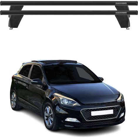 OMAC Dachträger Querträger Alu für Hyundai i20 II 2014-2020 – Abschließbar – T-Nut – City-Crash-getestet – Max. 75 kg Schwarz (1/5)