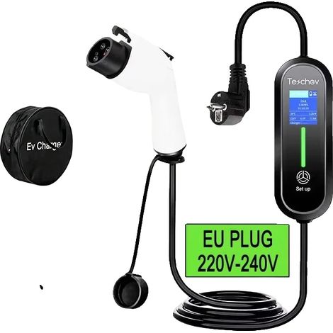 Cargador portátil para vehículos eléctricos, pantalla LCD, corriente de carga ajustable, 3,5 kW Tipo 1 (1/2)