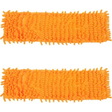 Housse de balai chenille/microfibre 40 x 12 cm - Orange - Lavable et réutilisable pour sols, lot de 2 (1/4)
