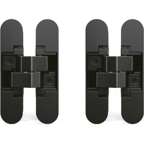 Bisagra invisible para puertas, juego de 2 bisagras invisibles para puertas pesadas, capacidad de carga de 40 kg, apertura de 180º, zamak, negro