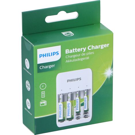 PHILIPS Caricabatterie - USB - Batterie Ricaricabili - Incl. Batterie AA e AAA - Universale - Caricabatterie Ricaricabile (1/2)