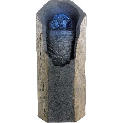 Fontaine de jardin en polyrésine 64cm – Éclairage LED à variation de couleur – Pompe incluse – Utilisation intérieure/extérieure – Lumineo