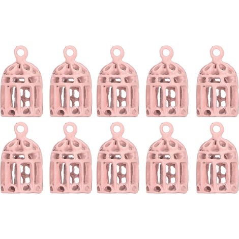 10 cages à oiseaux miniatures (échelles 1:12 et 1:6) en acier inoxydable, décoration pour maison de poupée, roses (1/5)