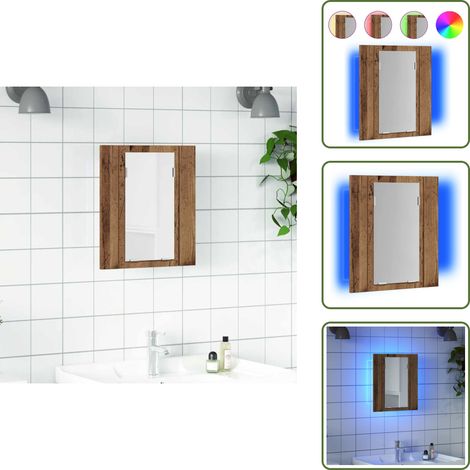 vidaXL LED-Spiegelschrank Altholz-Optik 40x12x45 cm Holzwerkstoff
