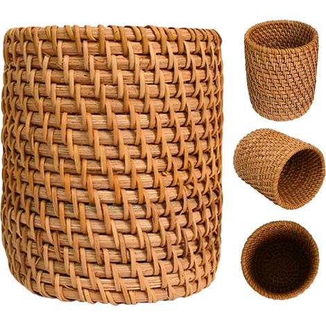 Handgefertigter Bleistifthalter aus natürlichem Rattan, Stifthalter für Büro, Filzaufbewahrung, Holzstifthalter für Klassenzimmer