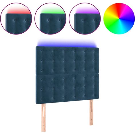 Tête de lit,Panneau décoratif à LED Bleu foncé 100x5x118/128 cm Velours CFW5982624 (1/5)