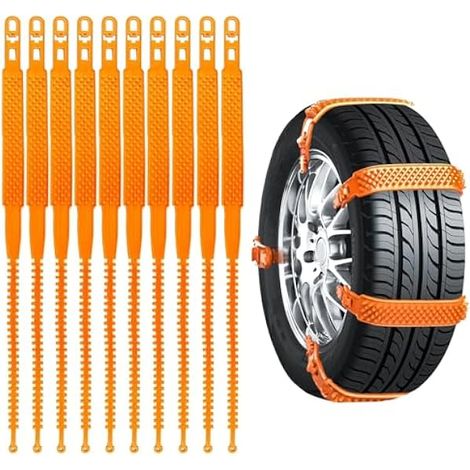 Lot de 10 chaînes à neige antidérapantes pour pneus d'une largeur de pneu de 165 à 275 mm, universelles, réutilisables, serre-câbles pour voiture/camion/SUV, peuvent être utilisées sur la neige (1/4)