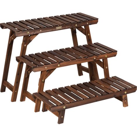 Soporte de madera para plantas con diseño escalonado 70 x 25 x 53 cm capacidad de 10 kg acogedor estilo escandinavo fabricado en madera de abeto natural 200019318