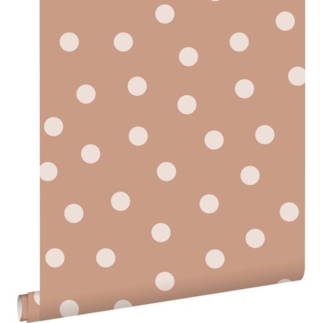 papier peint à motif de petits points terracotta et blanc crème  - ESTAhome (1/5)