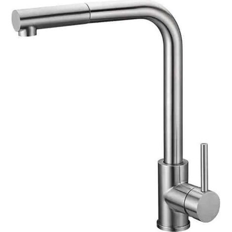 Mice - Grifo de cocina monomando con Ducha Extraíble, Grifo para Fregadero con 2 Modos de Rociado, Grifo de Cocina Monomando (Acero Inox.) - GCE006/AC (1/4)