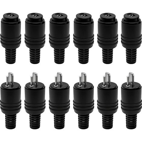 2-polige DIN-Stecker – 12 Stück – Kunststoff und Metall – Lötfreie Verbindung – Lautsprecher und Verstärker – Schwarz (1/5)