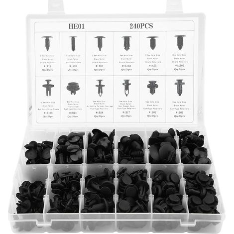 Pasador de presión para carrocería de coche, 240 piezas, remaches de plástico para parachoques, kit de retenedores para panel de puerta y guardabarros. (1/4)