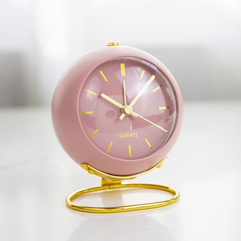 Réveil métallique silencieux à finition dorée, horloge lumineuse pour salon et chambre, 1 pièce