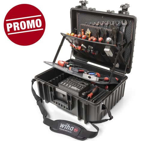 Wiha – Mallette de rangement à outils 113 pièces – Coffret avec tournevis, pinces, clés et embouts – Pour travaux de précision et chantiers (1/2)
