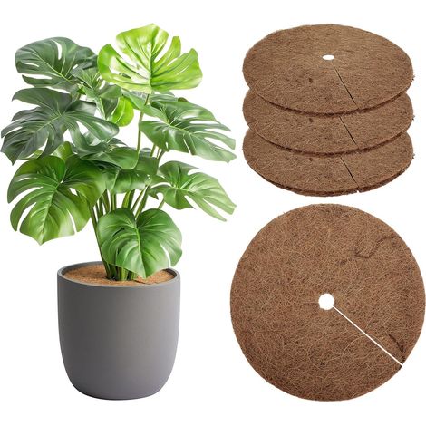 Lot de 4 Tapis en Fibre de Coco pour Arbres (Ø 37 cm)  Disque de Paillage Naturel pour le Contrôle des Mauvaises Herbes, la Rétention d'Humidité et la Protection Contre le Froid Tapis de Prot (1/5)
