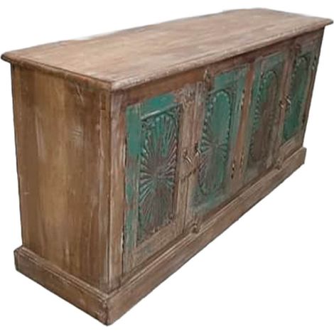 Aparador de madera acabado artesanal marrón 133x35x64h cm