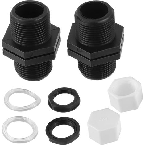 8 x Full Water Tank Fittings 25 mm Too Full Water Tank Wall Water Tank Fittings with 2 Nuts, 2 Seals, 2 Plugs for Water Tank, Barrel, Tank Tank passage with sealing caps, IBC barrel connection, water (1/5)