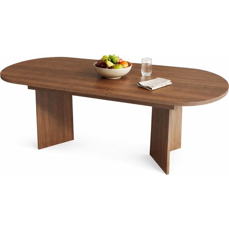 Mesa de comedor extensible 200 x 90 cm MDF color nogal para 6-8 personas (1/5)