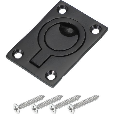 2 poignées encastrées, poignée de porte carrée affleurante en acier inoxydable, loquet de trappe dissimulé pour bateau, avec vis, pour meubles de yacht et applications marines, noir.