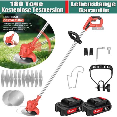 1800W Akku Rasentrimmer Freischneider Trimmer mit 21V 1.5Ah Akkus und Ladegerät (1/5)