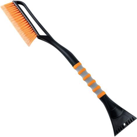 Brosse de nettoyage de voiture 2en1 Fouet grattoir à glace Grattoir à glace amovible Brosse à feuilles et à pollen avec poignée ergonomique en mousse pour voitures,camions et SUV (ABS,brosse PVC,68CM)
