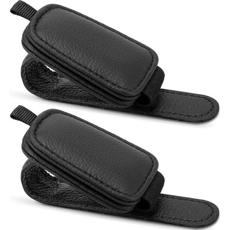 Paquete de 2 clips magnéticos de cuero para gafas de sol de coche, clips para patillas de gafas, adecuados para viseras. (1/5)