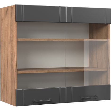 Küchenglasschrank Fame-Line, Dunkelgrau, 80 cm, Vicco
