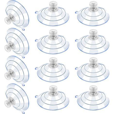 12 Grandes Ventouses Ventouses en Plastique Ventouse Anti-Collision Transparente en Caoutchouc Vis Écrou en Métal Ventouse Solide en PVC Transparent Remplacement avec Écrou de Vis (60M5-10) (1/5)