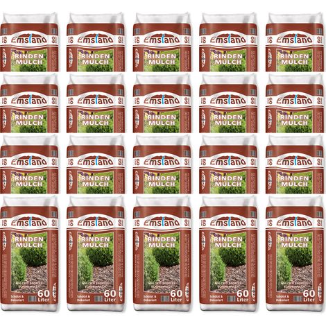 20x Emsland Rindenmulch 60 L Naturmulch Gartenmulch Abdeckmulch Beete grob 0-40 mm (1/4)