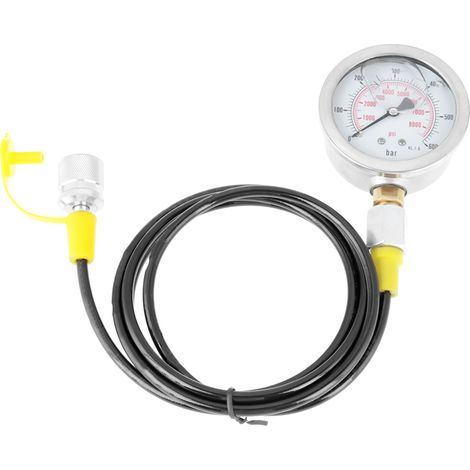Raccord de test hydraulique M16x2-BSP1/4 avec manomètre 0-600 bars 8500 PSI pour flexible (1/5)