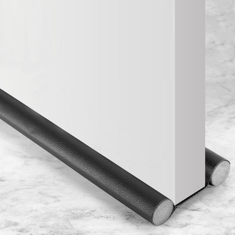 Boudin de Porte, Boudin de Porte pour Portes, Boudin de Porte avec Double Joint, Boudin de Porte, antibruit, Porte Boudin de Porte, Joint de Porte avec Ajustement idéal (Gris) (Noir, 2×96CM) (1/5)