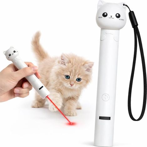 Jouet Laser Interactif pour Chat Rechargeable USB-C, Pointeur Laser Automatique, Jouet Multifonction pour Exercice et Stimulation du Chat, Testé en Chatterie (1/5)