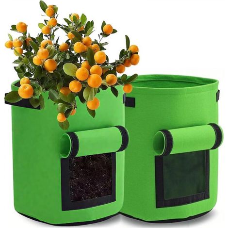 Green potato planting bag 3035cm, 2 breathable flower pots for vegetable growing, open felt planting bucket (1/5)