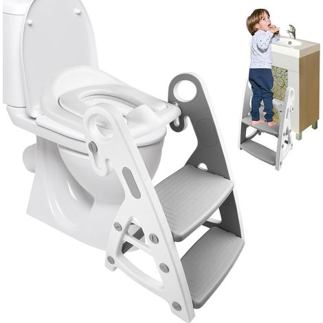 Graues Kinder-Toilettenkissen, WC-Fußstütze, Kinder-Toilettensitz mit Stoßdämpfer, Kinder-Toilettensitz, Kinder-Toiletten-Booster, Kinder-Toiletten-Adapter (1/5)